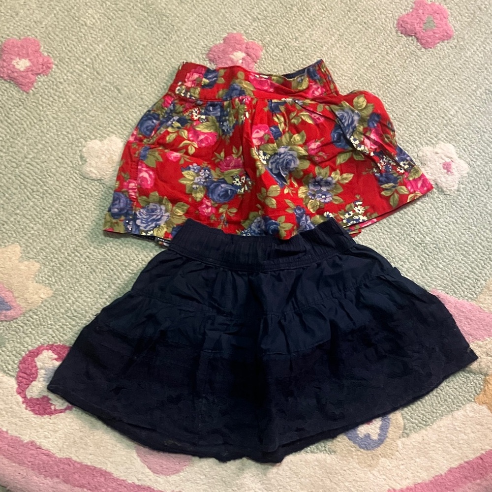 Abercrombie Kids Floral Red and Navy Skirts